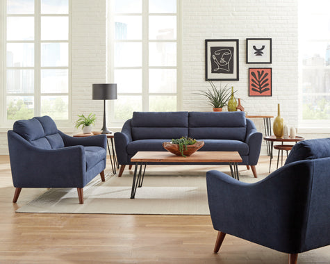 Coaster Gano Sloped Arm Upholstered Sofa Navy Blue Model 509514