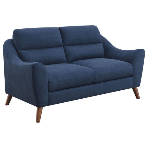 Coaster Gano Sloped Arm Upholstered Loveseat Navy Blue Model 509515