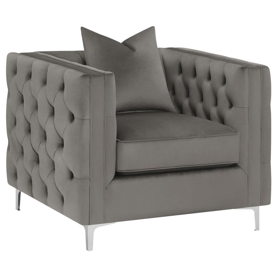 Coaster Phoebe Tufted Tuxedo Arms Chair Urban Bronze Model 509883