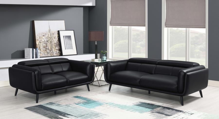 Coaster Shania 2-piece Track Arms Living Room Set Black Model 509921-S2