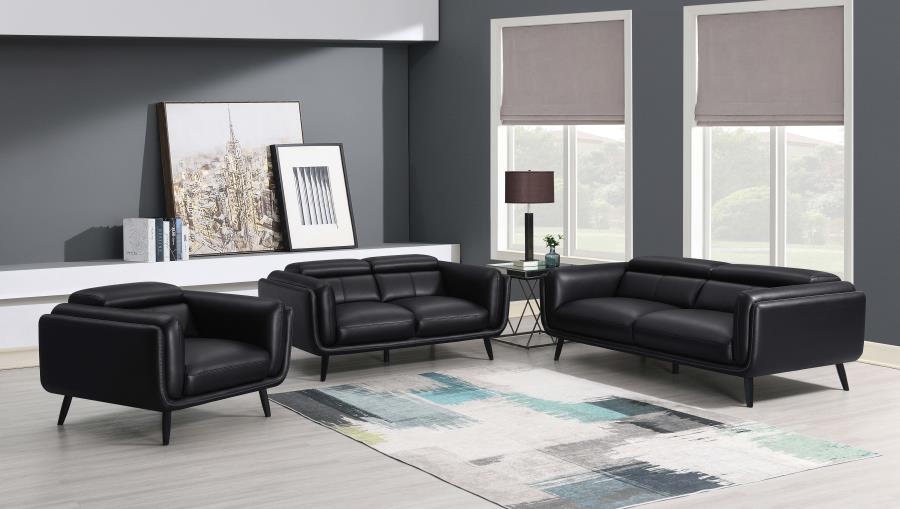 Coaster Shania 3-piece Track Arms Living Room Set Black Model 509921-S3