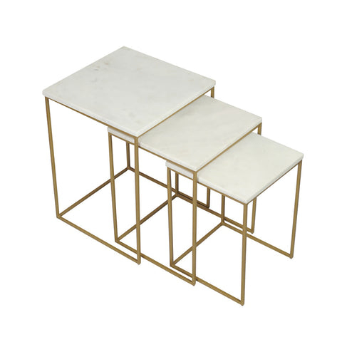 Classic Home Mateo Accent Tables Set Of 3 White Marble Model 51011474