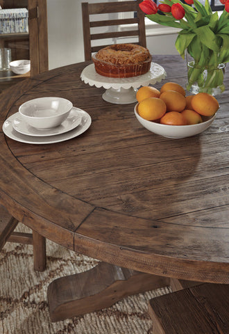 Classic Home Caleb Round Dining Table Distressed Brown Model 51030183