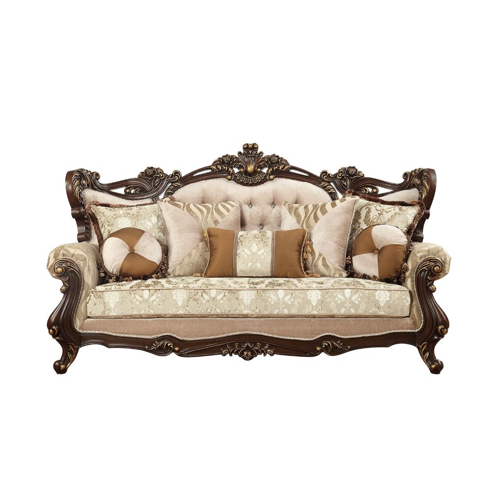 ACME Shalisa Fabric & Walnut Finish Shalisa Sofa Model 51050