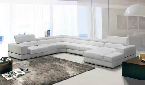 Divani Casa Pella Modern White Italian Leather Sectional Sofa Model VGCA5106-WHT-FL