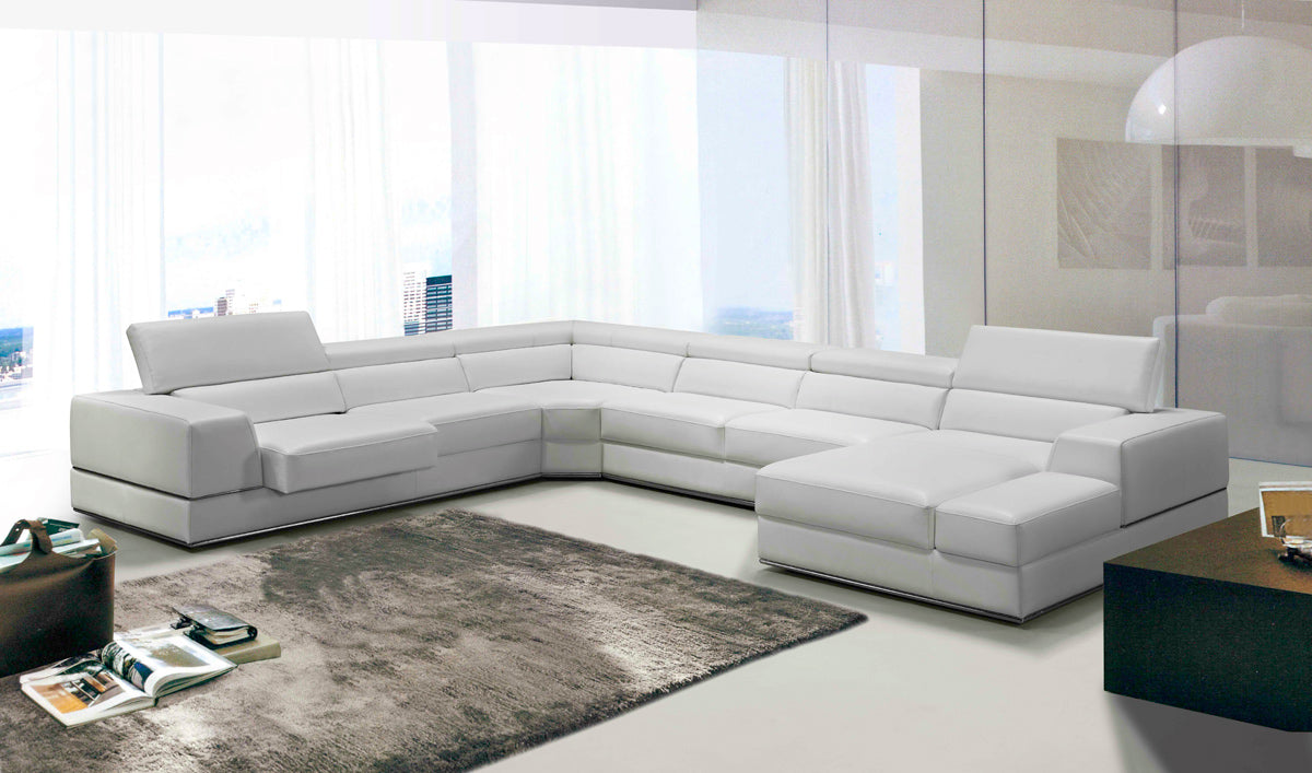 Divani Casa Pella Modern White Bonded Leather Sectional Sofa Model VGCA5106-WHT-BL