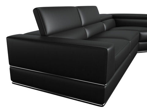 Divani Casa Pella Modern Black Italian Leather U Shaped Sectional Sofa Model VGCA5106O-BLK-SECT