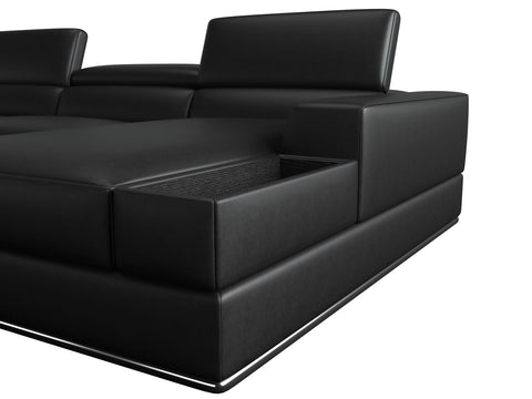 Divani Casa Pella Modern Black Italian Leather U Shaped Sectional Sofa Model VGCA5106O-BLK-SECT