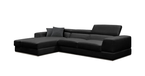 Divani Casa Pella Mini Modern Black Leather Left Facing Sectional Sofa Model VGCA5106A-BLK