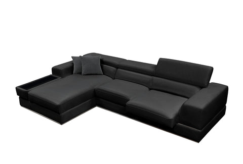 Divani Casa Pella Mini Modern Black Leather Left Facing Sectional Sofa Model VGCA5106A-BLK