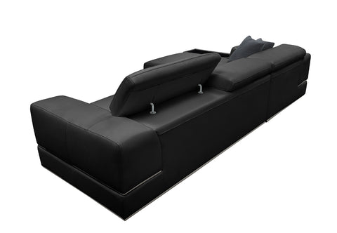 Divani Casa Pella Mini Modern Black Leather Left Facing Sectional Sofa Model VGCA5106A-BLK