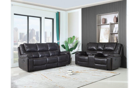 2 Pc Caviani Top Grain Leather Sofa Set Model:  5108-BROWN-2PC