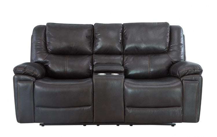 5108 Brown Leather-Aire Manual Reclining Console LoveseatModel:  5108-BROWN-CL