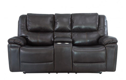 2 Pc Caviani Top Grain Leather Sofa Set Model:  5108-BROWN-2PC
