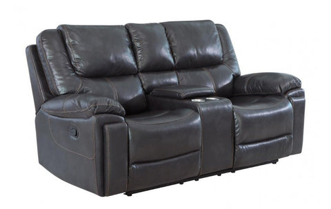 5108 Brown Leather-Aire Manual Reclining Console LoveseatModel:  5108-BROWN-CL