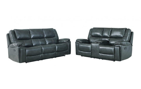 2 Pc Caviani Top Grain Leather Sofa Set Model:  5108-GREY-2PC