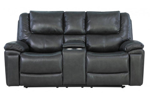 2 Pc Caviani Top Grain Leather Sofa Set Model:  5108-GREY-2PC