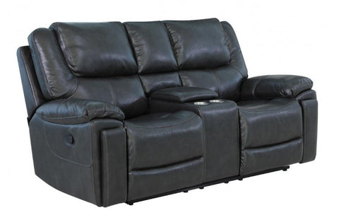 2 Pc Caviani Top Grain Leather Sofa Set Model:  5108-GREY-2PC