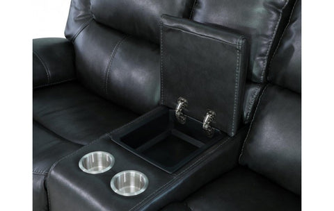 2 Pc Caviani Top Grain Leather Sofa Set Model:  5108-GREY-2PC