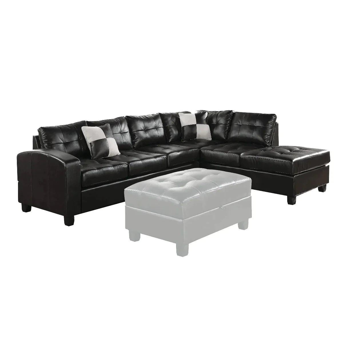 Kiva Black Bonded Leather Match Sofa Model 51195_KIT By ACME Furniture