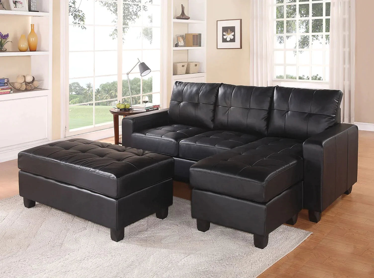 Lyssa Black Bonded Leather Match Sectional Sofa Model 51215 By ACME Furniture