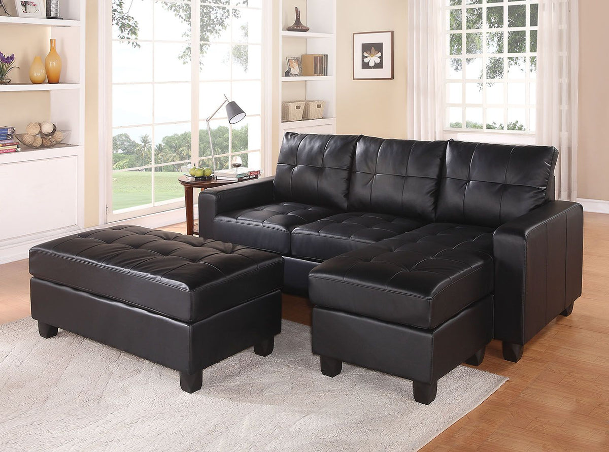 ACME Lyssa Black Bonded Leather Match Lyssa Sectional Sofa Model 51215