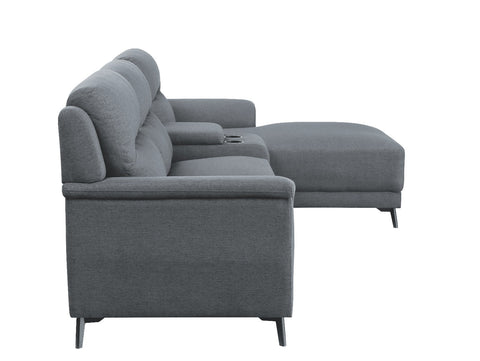 ACME Walcher Gray Linen Walcher Sectional Sofa Model 51900