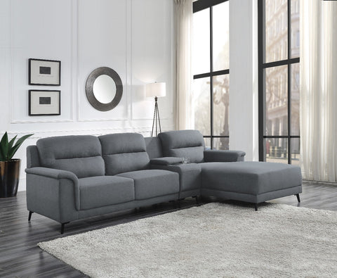 ACME Walcher Gray Linen Walcher Sectional Sofa Model 51900