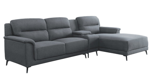 ACME Walcher Gray Linen Walcher Sectional Sofa Model 51900