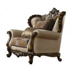 Latisha Tan, Pattern Fabric & Antique Oak Chair Model 52117 By ACME Furniture