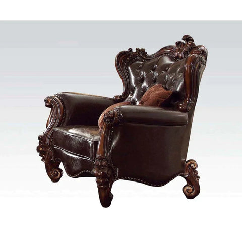 Versailles Two Tone Dark Brown PU & Cherry Oak Chair Model 52122 By ACME Furniture