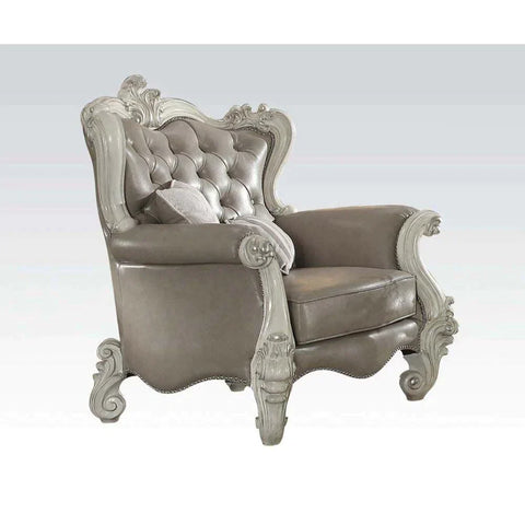 Versailles Vintage Gray PU & Bone White Chair Model 52127 By ACME Furniture