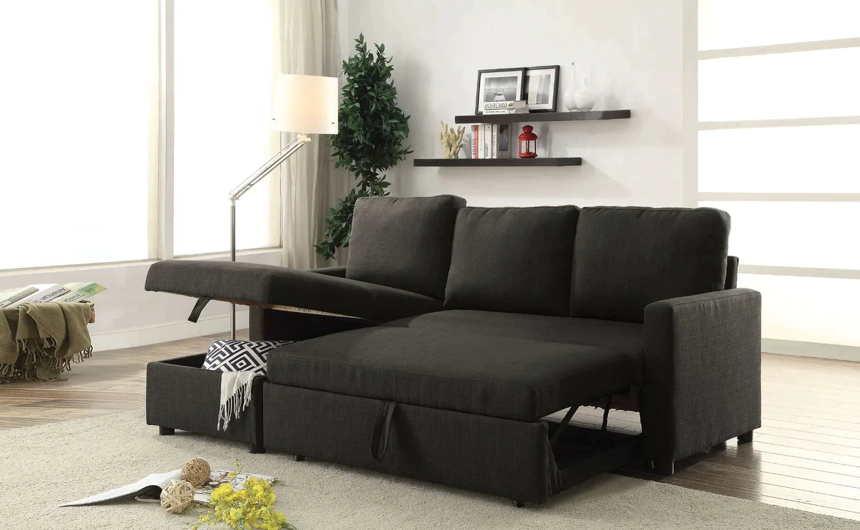 Hiltons Charcoal Linen Sectional Sofa Model 52300 By ACME Furniture