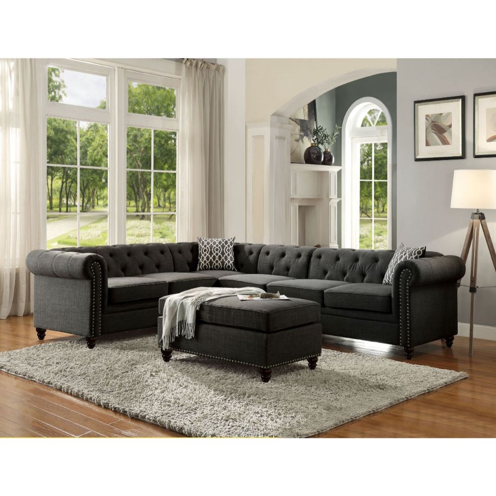 ACME Aurelia II Charcoal Linen Aurelia II Sectional Sofa Model 52375