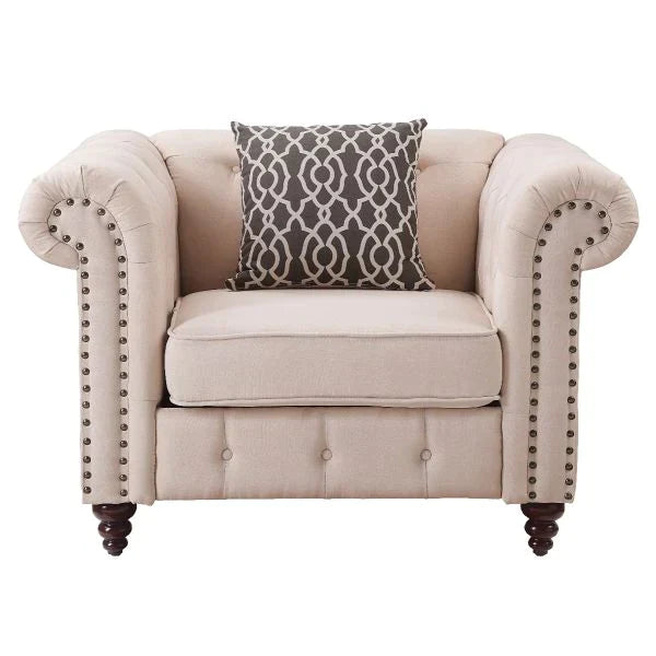 Aurelia Beige Linen Chair Model 52422 By ACME Furniture