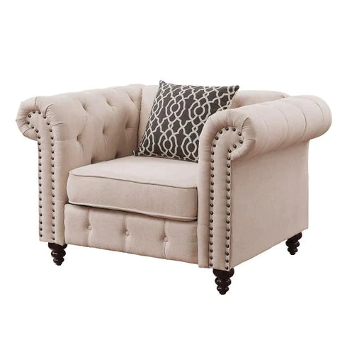 Aurelia Beige Linen Chair Model 52422 By ACME Furniture