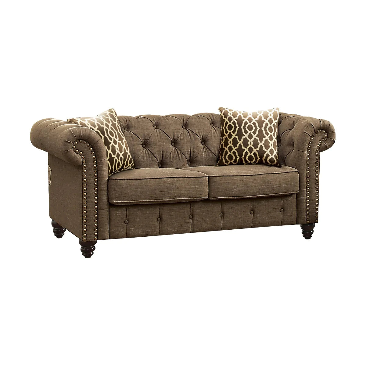 Aurelia Brown Linen Loveseat Model 52426 By ACME Furniture
