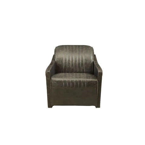 Winchester Aluminum & Distress Espresso Top Grain Leather Chair Model 52437 By ACME Furniture