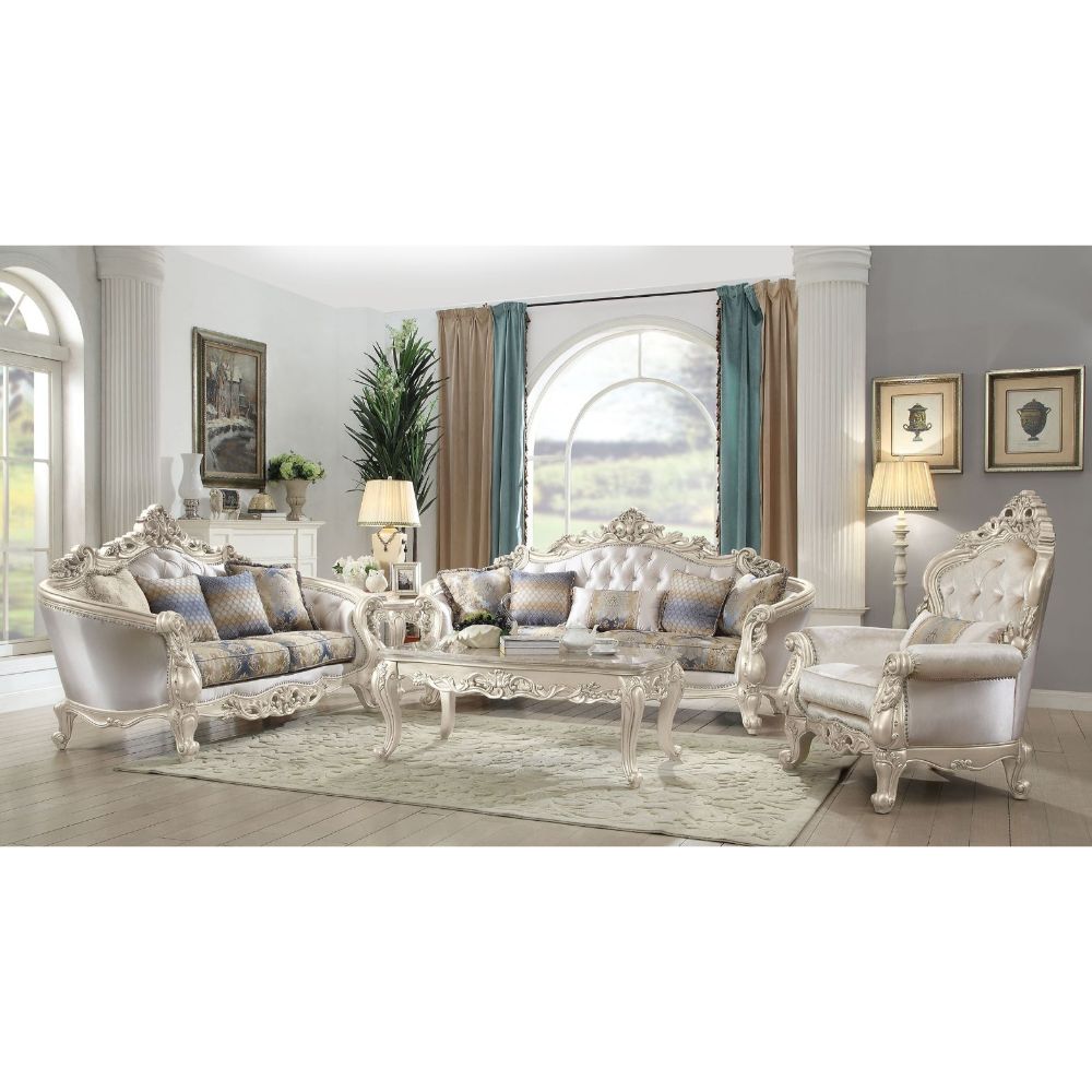 ACME Gorsedd Fabric & Golden Ivory Finish Gorsedd Sofa Model 52440