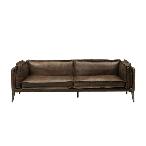Porchester Distress Chocolate Top Grain Leather Sofa Model 52480 By ACME Furniture