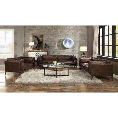 ACME Porchester Distress Chocolate Top Grain Leather Porchester Sofa Model 52480