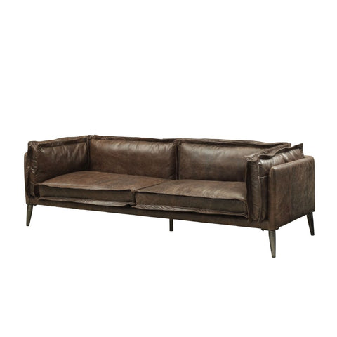 ACME Porchester Distress Chocolate Top Grain Leather Porchester Sofa Model 52480