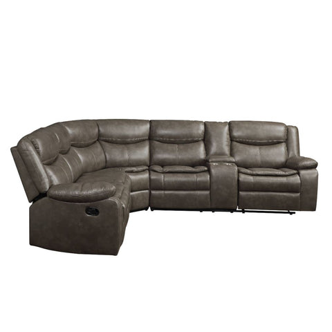 ACME Tavin Taupe Leather-Aire Match Tavin Sectional Sofa Model 52540