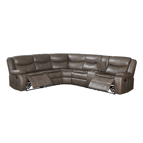 ACME Tavin Taupe Leather-Aire Match Tavin Sectional Sofa Model 52540