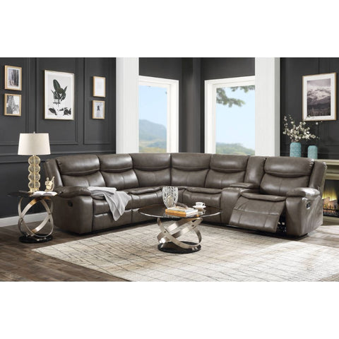 ACME Tavin Taupe Leather-Aire Match Tavin Sectional Sofa Model 52540