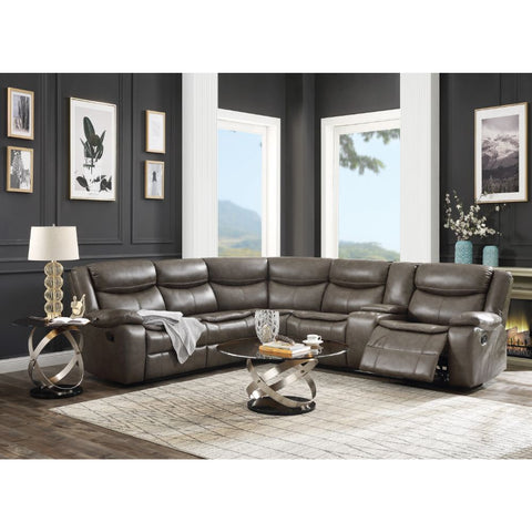 ACME Tavin Taupe Leather-Aire Match Tavin Sectional Sofa Model 52540