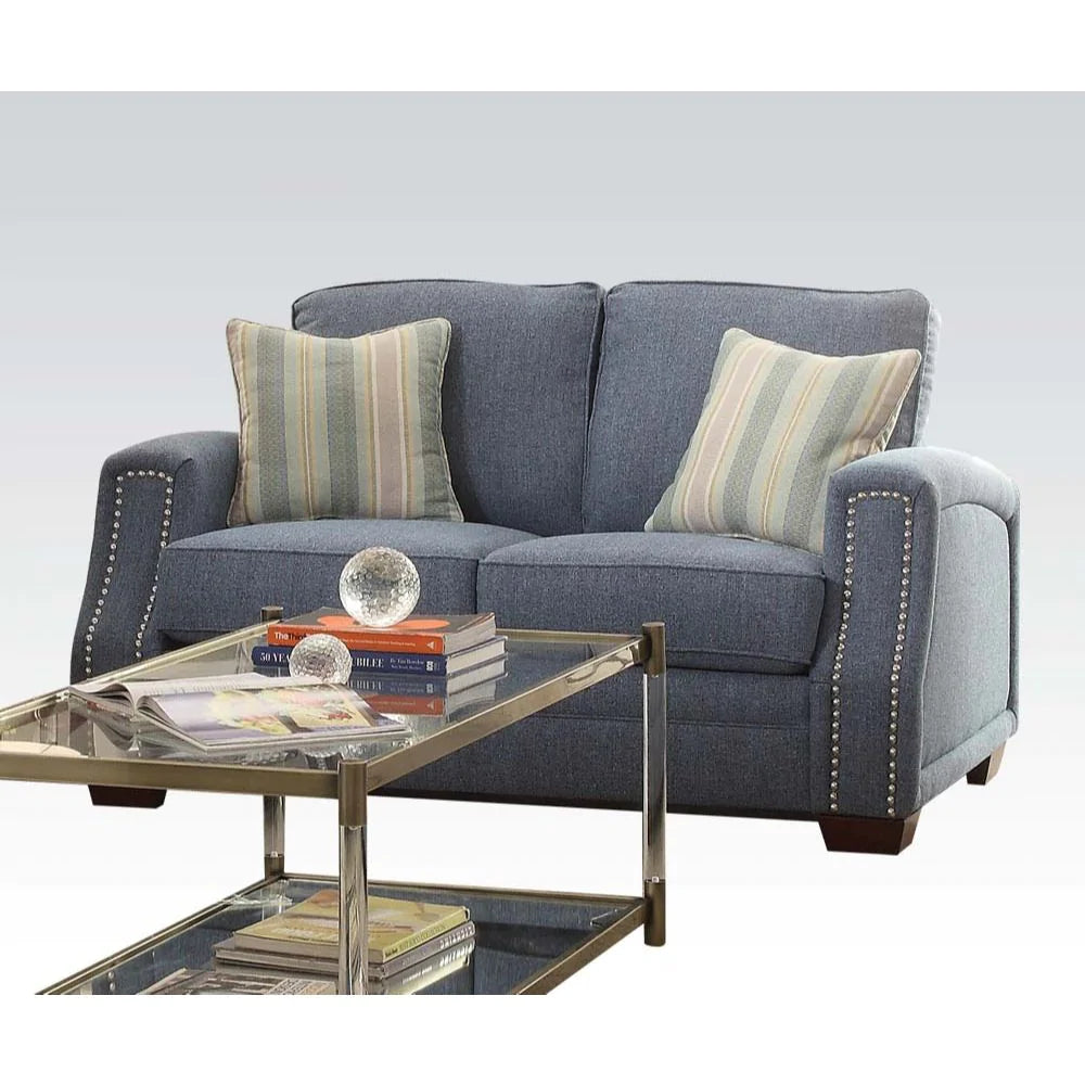 Betisa Light Blue Fabric Loveseat Model 52586 By ACME Furniture