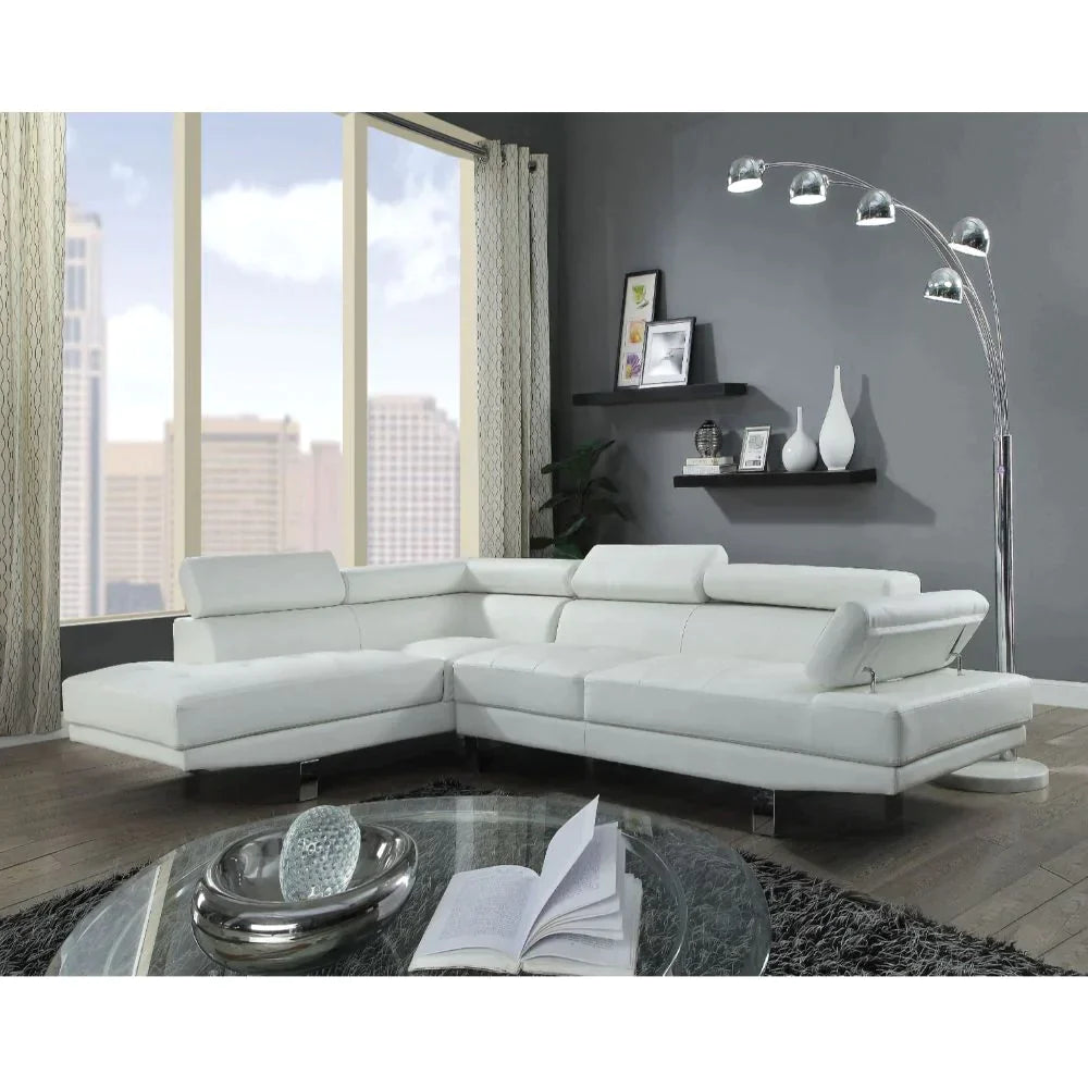 Connor Cream PU Sectional Sofa Model 52645 By ACME Furniture