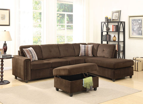 ACME Belville Chocolate Velvet Belville Sectional Sofa Model 52700