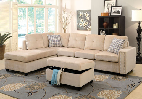 ACME Belville Beige Velvet Belville Sectional Sofa Model 52705